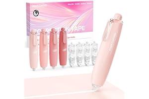 Four Candies Refillable Retractable White Correction Tape, 4PCS Smooth White Pull-Out Tape with 4 Extra Refills, Easy to Use Applicator for Instant Corrections for Office, School Supplies (Pink)