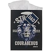 Christian Art Gifts Gift Bag/Tissue Paper Set Strong And Courageous Joshua 1:9 Bible Verse, Blue Lion, Medium