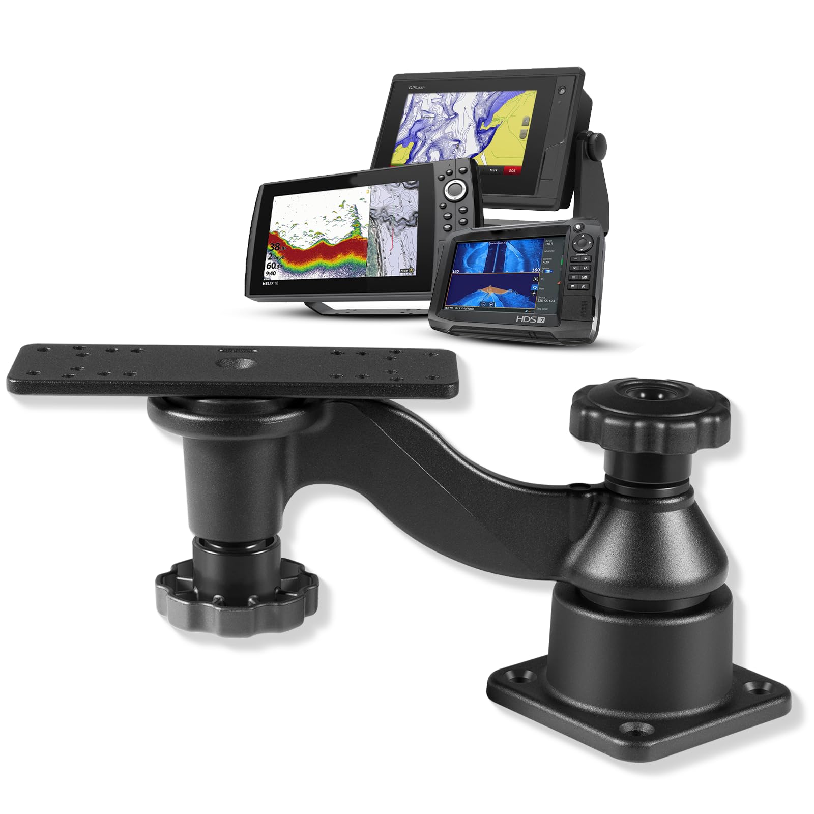 Photo 1 of Fishfinder Mount with 6-inch Swing Arm Universally Fit for Fishfinders& Chartplotters Compatible with Garmin, Humminbird, Lowrance and More, 360 Degree Rotation, Holds 5" to 12" Screens