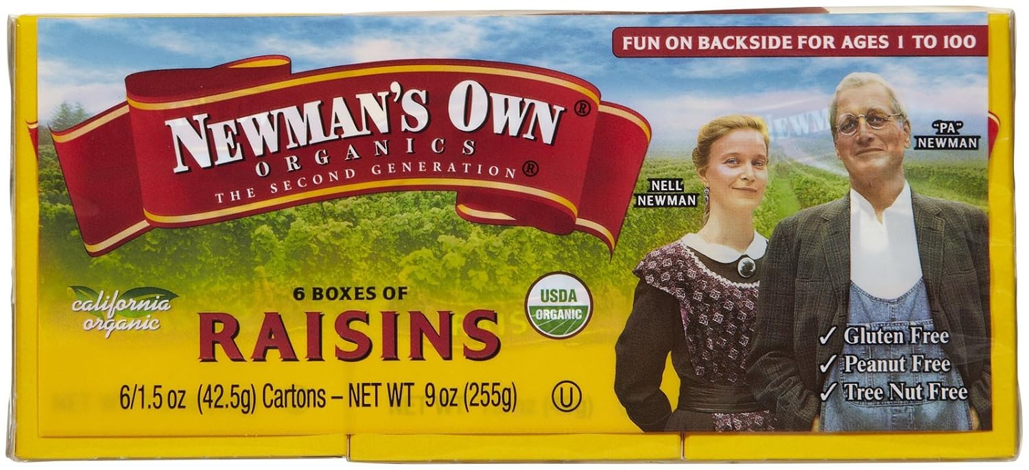Newman's own organics 6ct boxes-1.5oz raisins (884284040156)