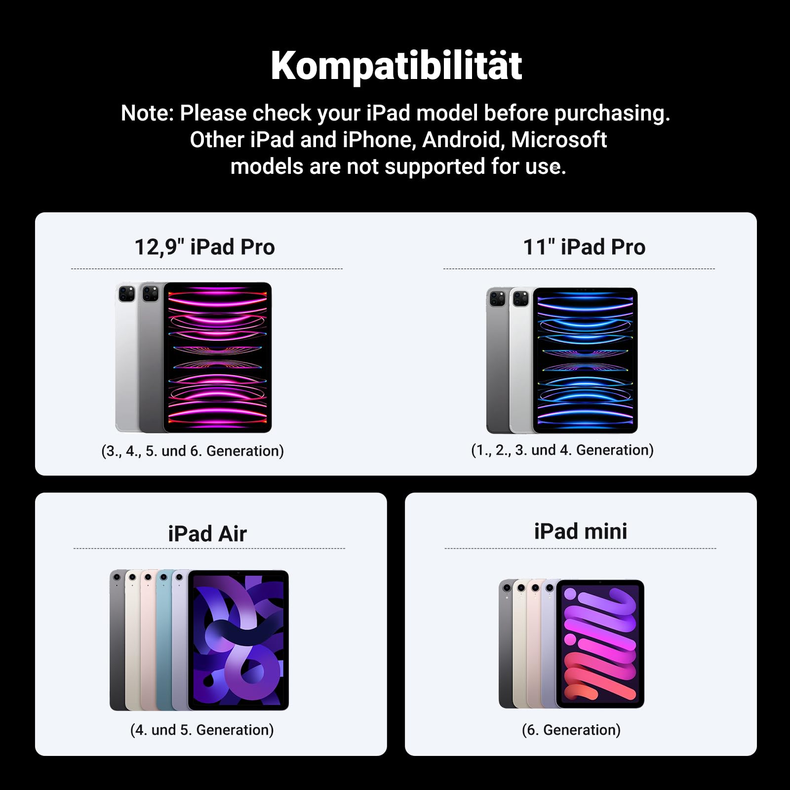 UGREEN Stift für iPad 2. Generation magnetisch kabellosladen Schnellladeleistung Neigungssensitivität Palm Rejection Stylus Pencil für iPad Pro 11" 4/3/2/1, 12,9" 6/5/4/3, iPad Air 4/5, iPad mini 6 7