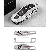 LIMBQS Key Case Key Cover for Porsche Macan Cayenne 718, Car Key Protection Keychain for Porsche Cayman Panamera 911 Boxster (Old Style - Gray)