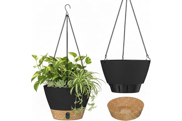 ZMTECH Hanging Planters for Indoor Plants, Hanging Baskets, Plant Hanger 2 Pack 10 Inch Gray with Iron Chain Hook, Indoor Out