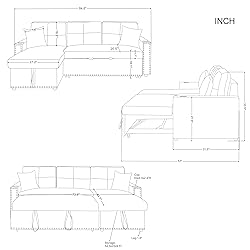 EMKK 84" L-Shape Convertible Sleeper Sectional