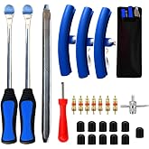 ZQZXD 27-Piece Tire Change Tool Kit for Motorcycle, ATV, Lawn Tractor, Bicycle, Scooter, Car - Blue with Tire Spoons, Rim Protector, Valve Tools &amp; Storage Bag
