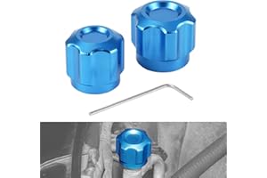 Bevinsee A/C Line Caps Aluminum Compatible with E90 E91 E92 E93 E46 E81 E82 E87 E88 E60 E61 E64 E36 E85 325i 328i 335i 535i 530i 525i, Replacement for 64538387437, 64538387438, Blue