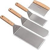 Stainless Steel Metal Spatula Set - Teppaniyaki Spatulas - Griddle Scraper Flat Spatula Pancake Flipper Hamburger Turner - Me