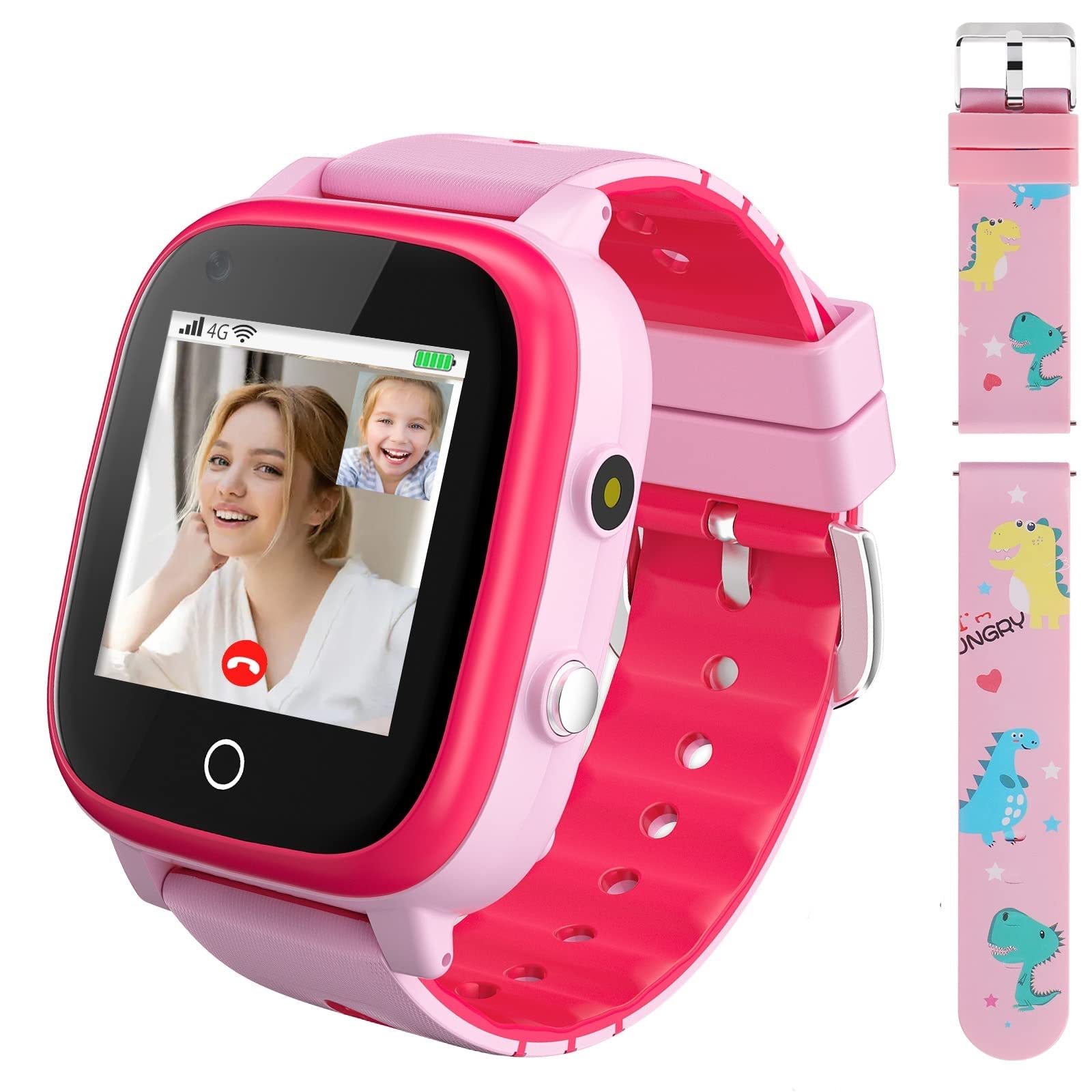 Smart Watch for Kids Boys Girls, Upgraded Game Smartwatch with HD Touch Screen Call, Camera, Video Recorder & Player, Music MP3 Player,50 Games,(Build-in SD Card) - Children Gifts Age 3-14 (Pink)
