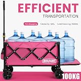 Overmont 100L Festival Camping Wagon Pink with Removable Wheels 220 lbs view 2