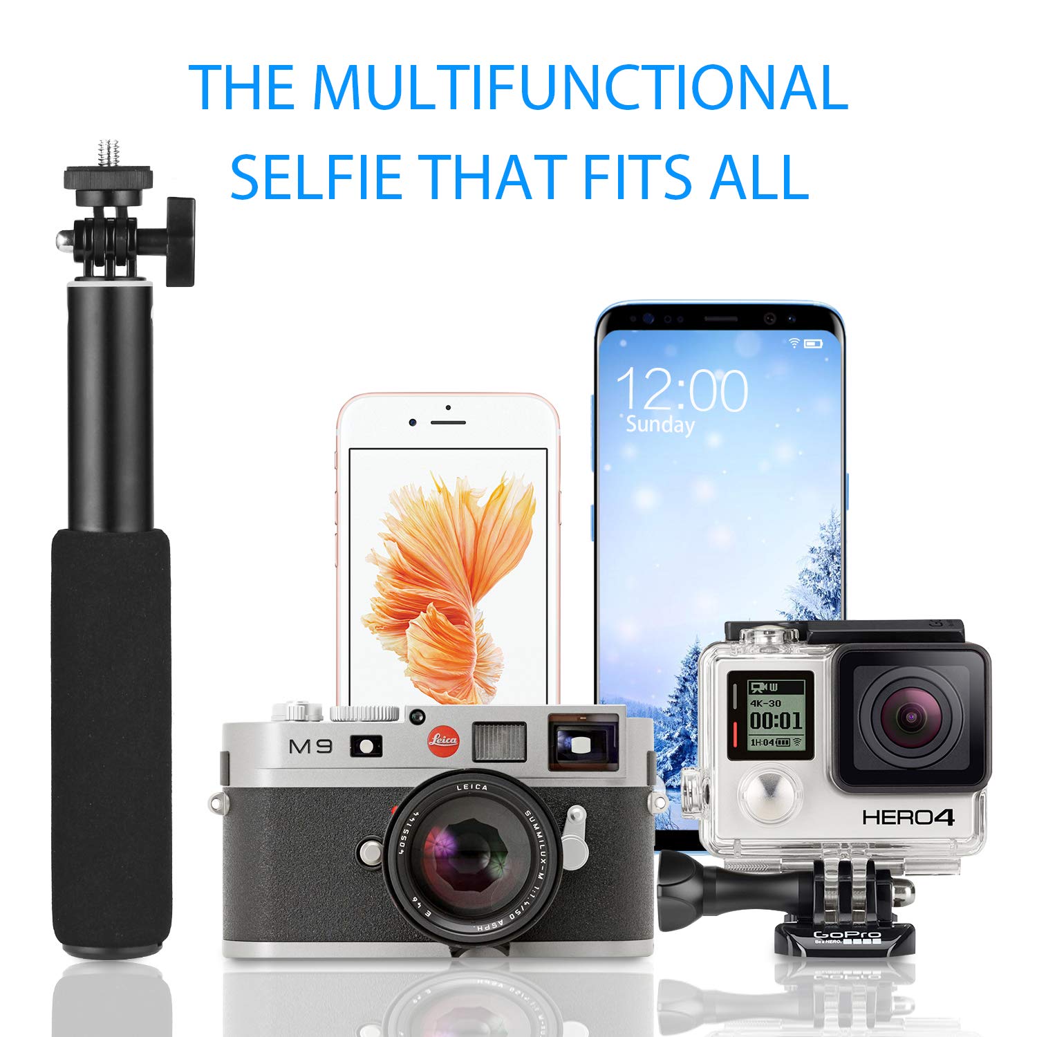 Selfie Stick, UBeesize Extendable Monopod with Tripod Stand and Bluetooth Shutter Remote for iPhone, Samsung, other Android phones, digital cameras and GoPro