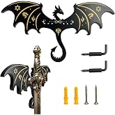 Black Dragon Sword Wall Mount, 16.1x8x0.6Inch Gothic Medieval Sword Stand | Vertical Display Hanger for Collectible Swords, Daggers, Axes, and Bows