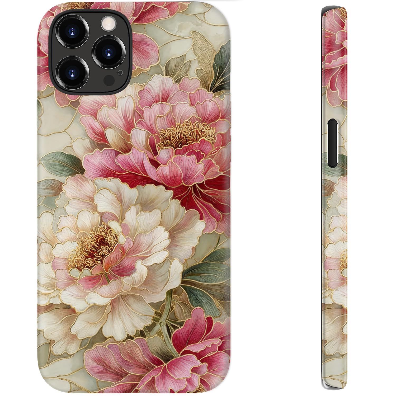 bemal for iPhone 12 Case/iPhone 12 Pro Case Cute,Aesthetic Vintage Blossom Opulence Peony Girly Shell,Compatible with Magsafe,Trendy Unique Protective Slim Silicone Phone Cover for Women Girls