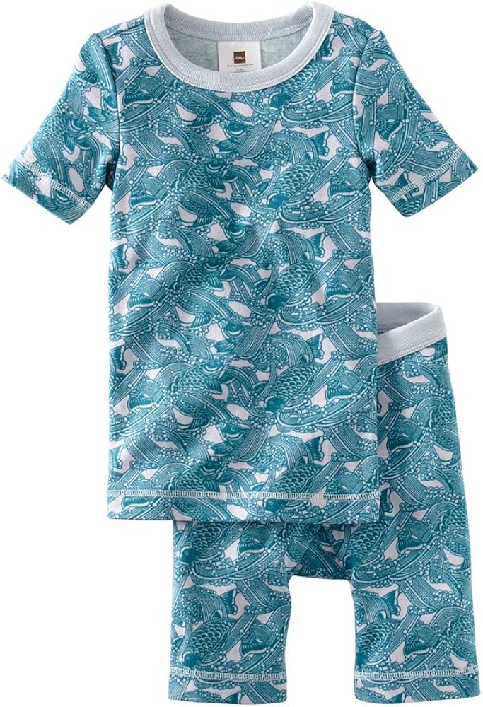 Tea Collection Big Boys' School of Fish Pajamas, Dusk, 12