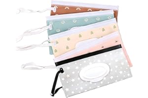 5-Pack Portable Wipes Case, Refillable Travel Wipes Holder with Lid - Boho Style EVA Dispenser for On-The-Go, Multicolor
