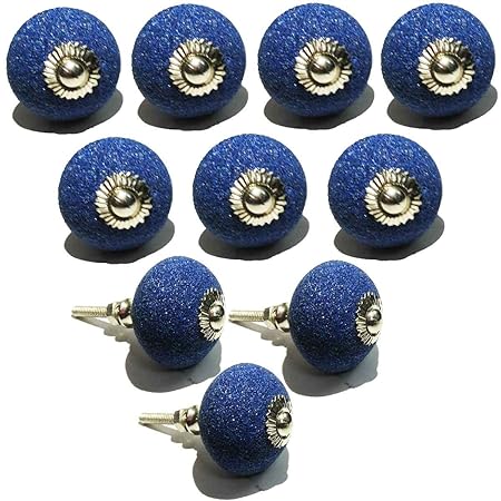 Handmade Knobs Sale Set Of 10 Round Knobs Royal Blue Drawer Knob