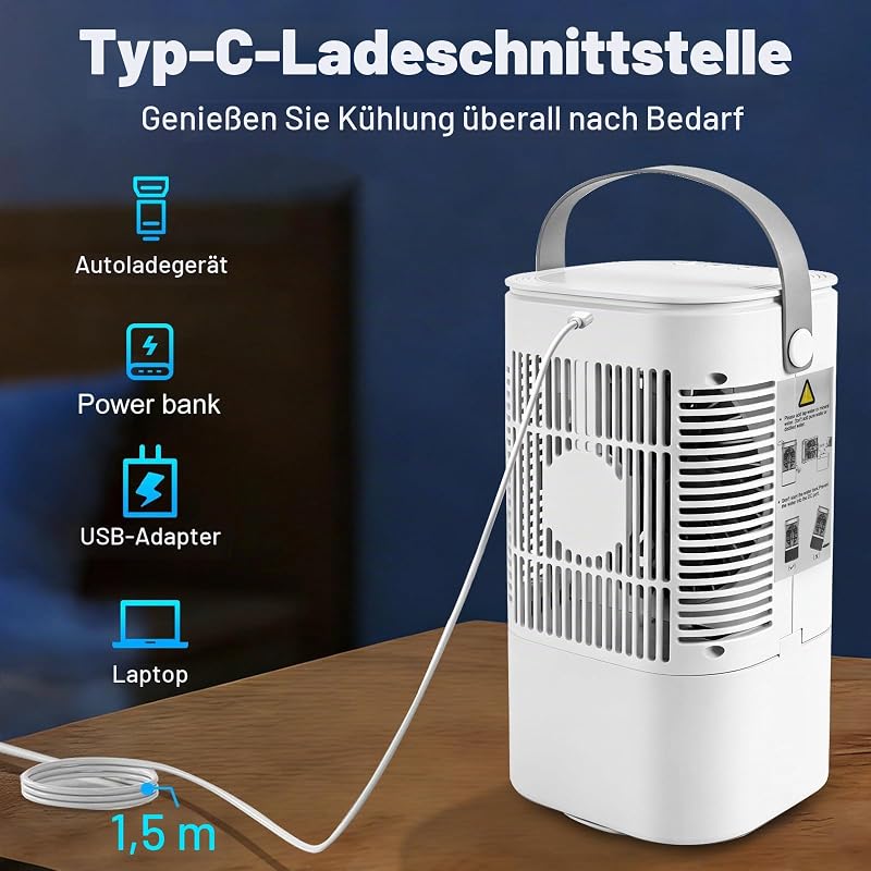 Mobile Ventilator mit 900ml Wassertank 2/4 h Timer — Foto 4 von 8