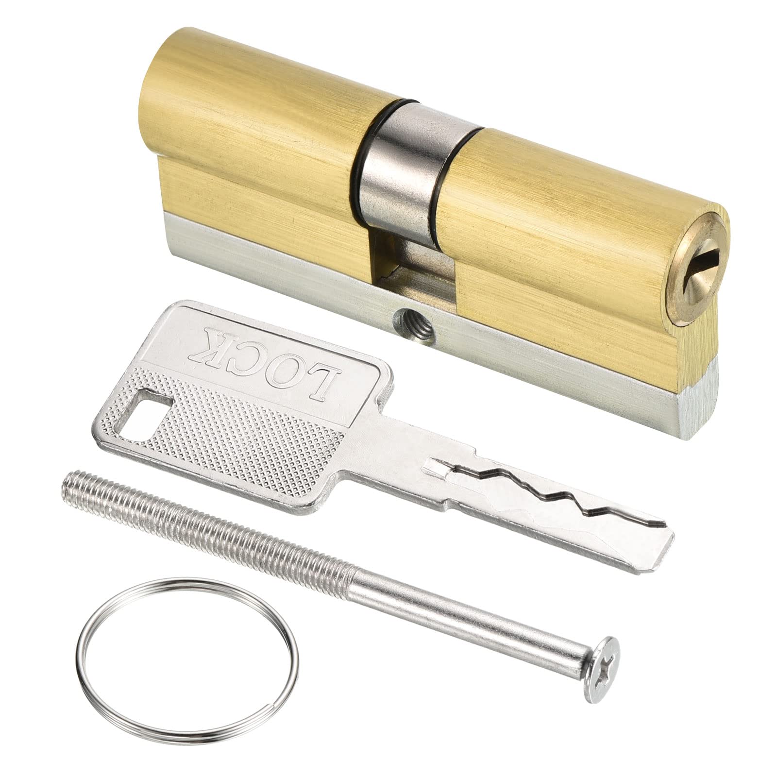 PATIKIL 37.5/37.5 (75mm Overall) European Double Lock Cylinder, Door Cylinder Lock with 8 Keys for Wooden Doors, Aluminum Doors