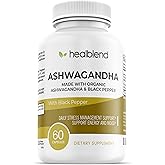healblend Organic Ashwagandha 1300mg with Black Pepper Extract - Mood & Energy Support Supplement - 60 Capsules (1)