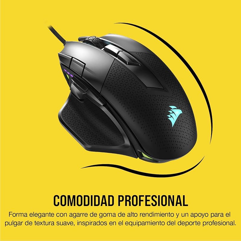 NIGHTSWORD RGB FPS/MOBA Rato de jogo com fios - 18.000 DPI - 10 Botões Programáveis - Sistema de Peso - Compatível com iCUE - PC, Mac, PS5, PS4, Xbox - Preto