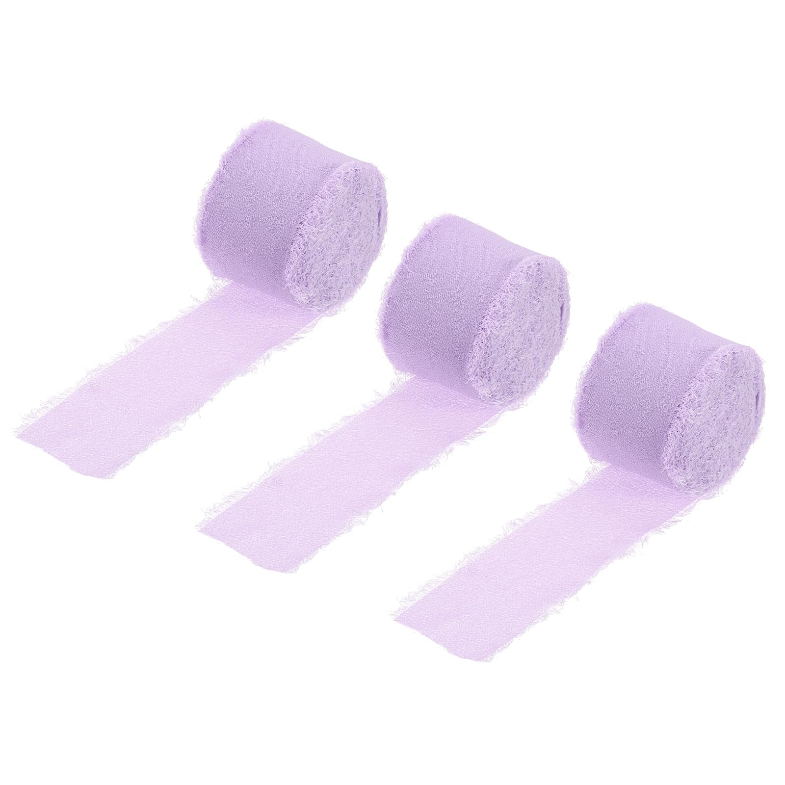 Uxcell Chiffon Ribbon 1.5" x 8 Yard, Purple Chiffon Silk for Wedding Decoration, Pack of 3