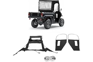 TEBEDI UTV Cab Enclosure Compatible with Kawasaki Mule 600, 610, 610 4x4, 610 4x4 XC(2015 & Older) Full Cab Cover Soft Doors w/ Zippered Windows Rear Panel for All-Weather Protection (Plastic Black)