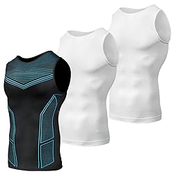 Odoland 3 Pack Men Compression Shirt, Gynecomastia