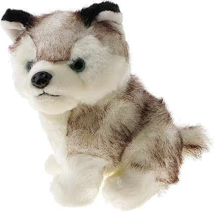 Magideal Jouet En Peluche Chien Blanc Noir En Peluche Souple
