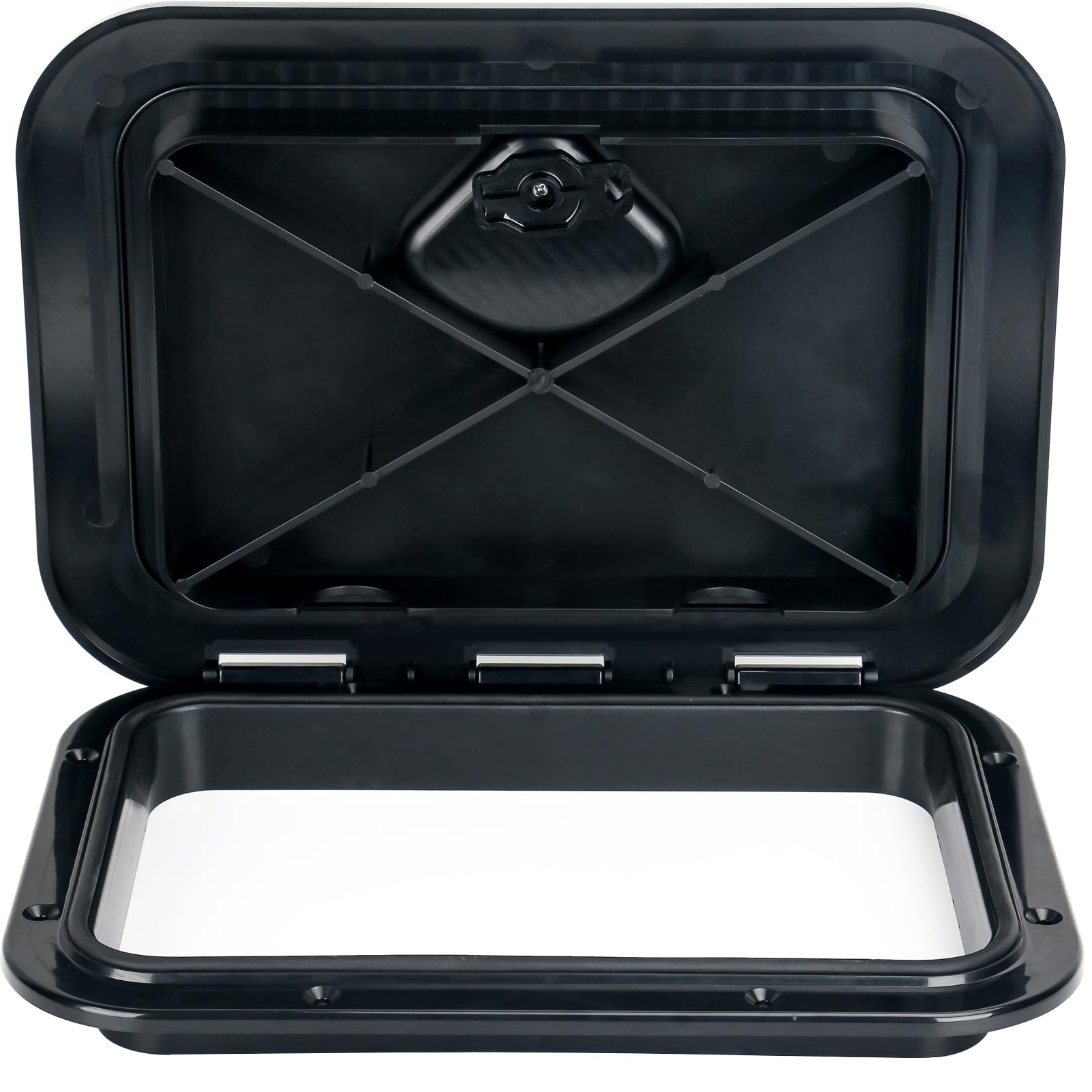 Photo 1 of smartmarine Marine Deck Access Hatch 14" Black/White Rectangle Boat Hatch & Lid,Boat Deck Hatch Lids (Black)