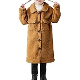 grehava Long Coat for Girls Fleece Jackets 4-7 Years Knee-Length Lightweight Coats