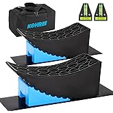 Kohree RV Leveling Blocks 6 Inch, 2 Packs Sturdy Camper Curved Levelers with 2 Wheel Chocks, 2 Rubber Mats & Carry Bag, RV Le