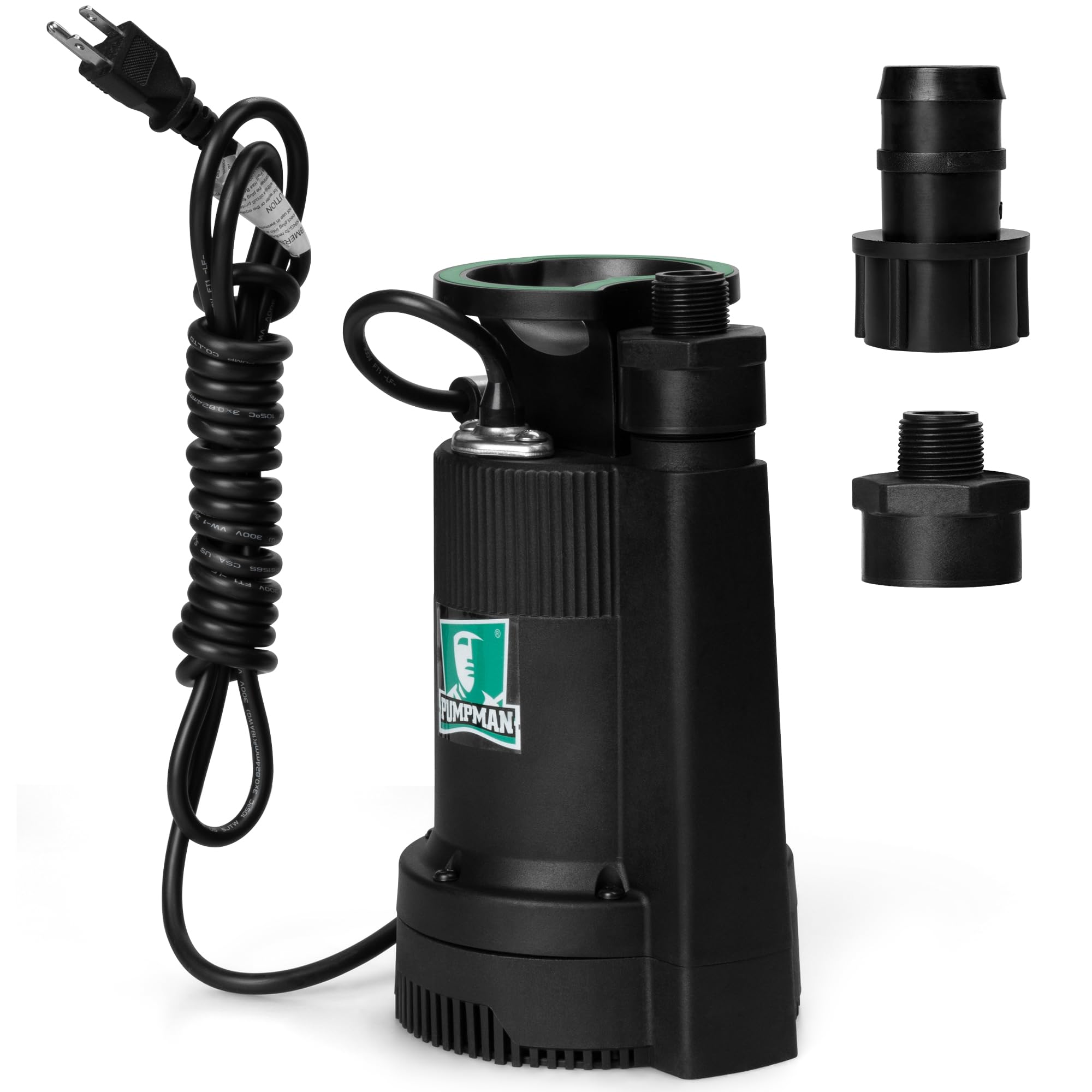 Photo 1 of PUMPMAN 1/6HP Utility Pump, 1850 GPH Submersible Water Pump with Handle, Thermoplastic Portable Well Pump IPX8 Waterproof for Pools, Basements, Car Washing, Garden