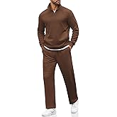 COOFANDY Men's Sweatsuits 2 Piece Set Quarter Zip Pullover with Wide Leg Sweatpants Matching Tracksuit