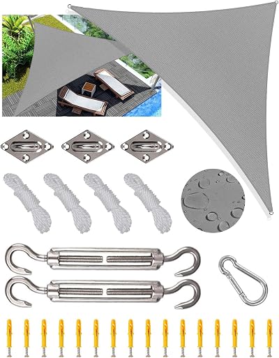MOXTOYU Triangle Sun Shade Sail Waterproof 3x3x4.3m PES Awning 98% UV Block
