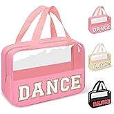 Dance Bag for Girls Chenille Letter Clear Makeup DANCE Stuff Shoe Bag,Toddler Dance Recital Gifts Ballet Cosmetic Zipper with Handle,Dance Competition Accessories Toiletry Storage Women(DANCE-Pink)