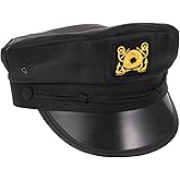 GALPADA Black Yacht Captain Hat, Adjustable Sailor Hat for Men Women, Gold Embroidered Boat Cap for Cruise Party Costume Accessory