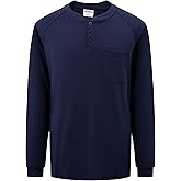 Ubon FR Shirts for Men Welding Shirt Flame Resistant Long Sleeve Work Shirts 6.5 Oz FR Clothing