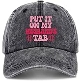 zcyhtqp, Put It on My Husband's Tab, Funny Baseball Cap, Funny Trucker Hats with Sayings, Humor Caps, Adjustable Cotton Baseball Cap Black