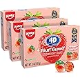 AMOS 4D Fruit Gummy Strawberry Burst, 3D Shaped Fruit Gummy Candy, Gluten-Free, Juicy Filled Delight, 3 OZ (85g) 3 Boxes