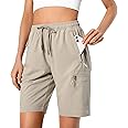 Women's Lightweight Hiking Cargo Shorts Quick Dry Athletic Shorts for Camping Travel Golf with Zipper Pockets Water Resistant