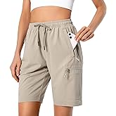 Hugut Women's Lightweight Hiking Cargo Shorts Quick Dry Athletic Shorts Camping Travel Golf Zipper Pockets Water Resistant