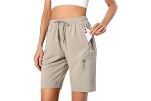 HUGUT Women's Lightweight Hiking Cargo Shorts Quick Dry Athletic Shorts for Camping Travel Golf with Zipper Pockets Water Resistant