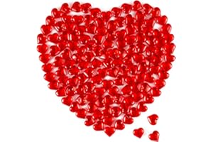 HOMTABLE Red Acrylic Heart Translucent Hearts Shaped Crystals Gems for Table Scatter, Valentine's Day, Wedding, Artwork, Birthday Party Decoration, Favor Vase Filler (150 Pieces) (Red)