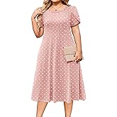 IN'VOLAND Women Plus Size Summer Dresses Petal Short Sleeve Casual Loose Flowy A Line Midi Dress Boho Sundress with Pockets