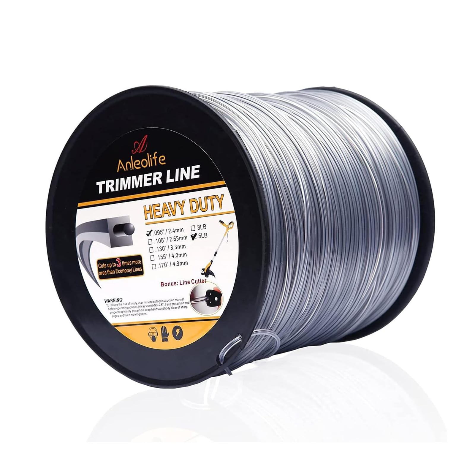 Photo 1 of A ANLEOLIFE 5-Pound Heavy Duty Square .095-Inch-by-1280-ft String Trimmer Line in Spool, with Built-in Line Cutter