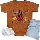 Thanksgiving Shirt Toddler Boys Girls Pumpkin T Shirt Kids Thankful Grateful Fall Shirts Gifts Short Sleeve Tee Tops