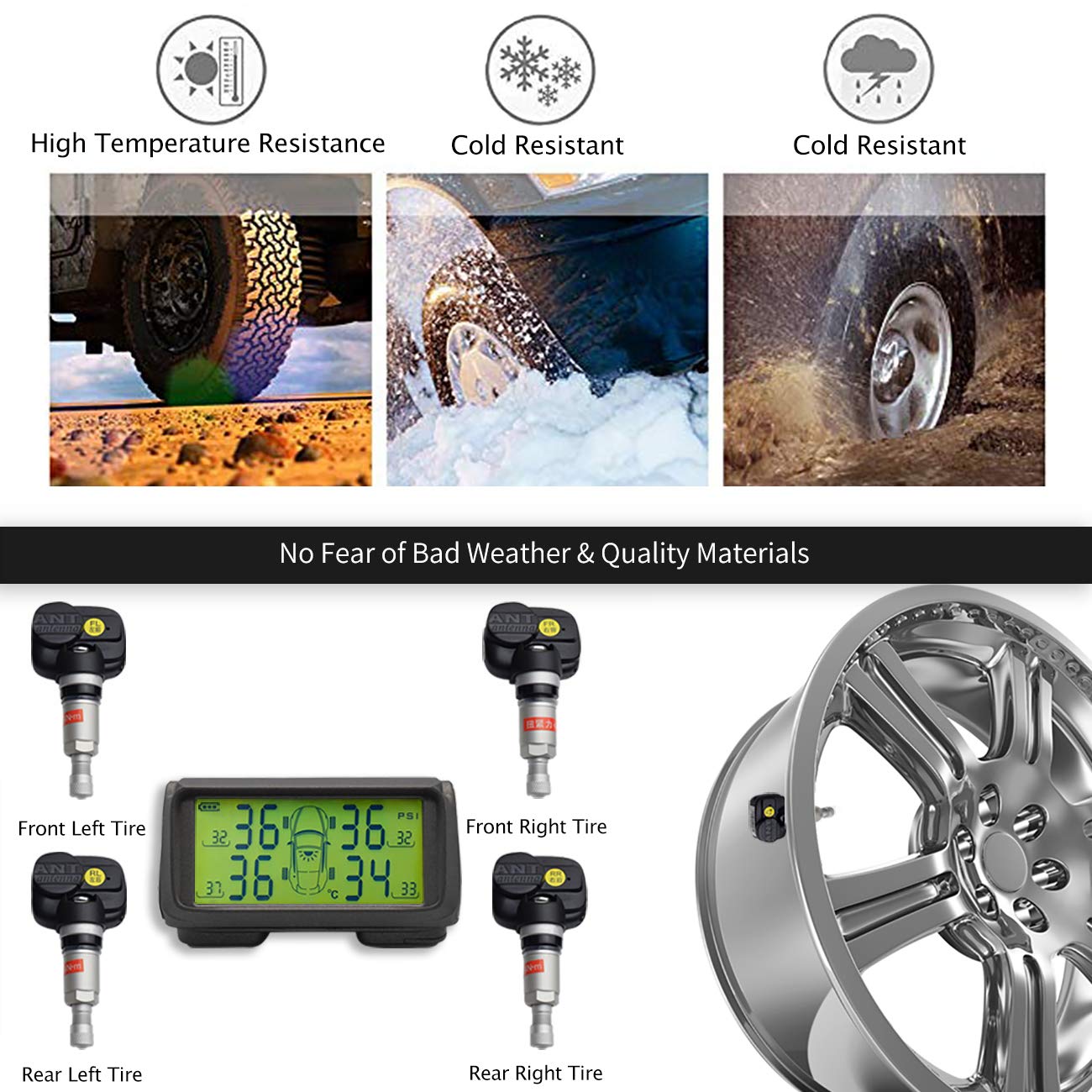 Amazon.com: DEEWAZ TPMS Wireless Universal, Sistema de ...