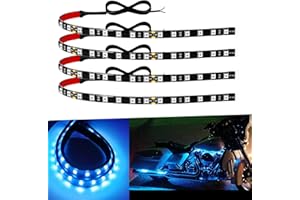 Keiurot Car Led Strip Lights 12" Connectable Ice Blue Led Light Strips for Cars Motorcycle Golf Cart Boat Marine Waterproof 12V Led Light Strip, 4Pack