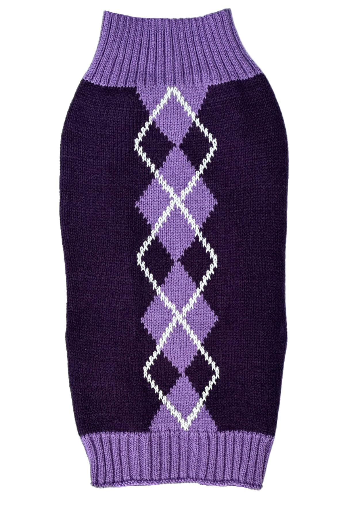 Argyle Knit Pet Sweaters Clothes for Small Dogs, Classic Purple Large (L) Size