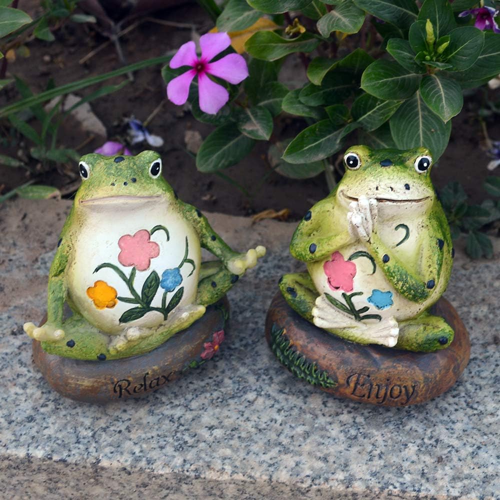 HoDrme Novelty Yoga Frog Figurine-Frog Sitting On Enjoy Stone Sculptures Office Outdoor Decor Garden Statue: Home & Kitchen