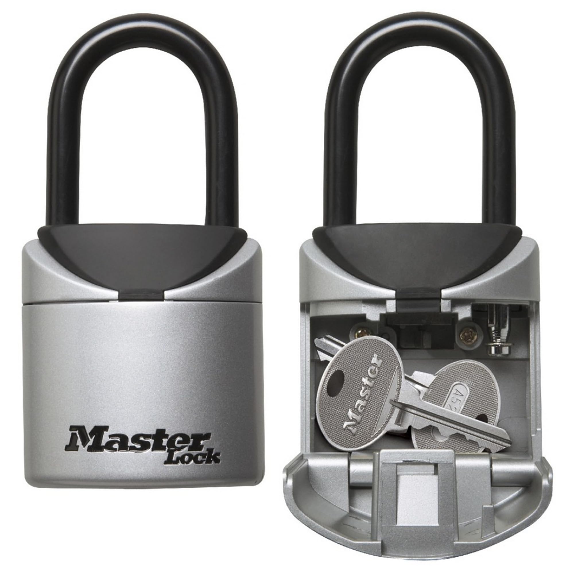 Master Lock Mini Portable Key Safe, 5406EURD, Key Lock Box with Shackle, Gray, 13,5 cm x 7 cm x 3,2 cm
